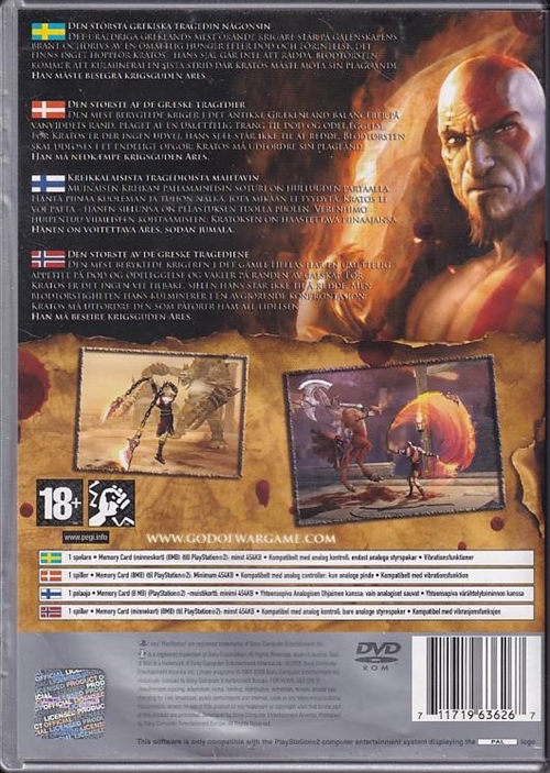  God of War - PS2 - Nordisk Version - Platinum  (B Grade) (Genbrug)